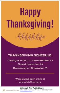 Closed for Thanksgiving!