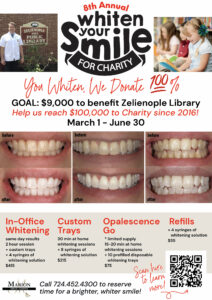 Whiten for Charity to benefit the Library thru June 30!