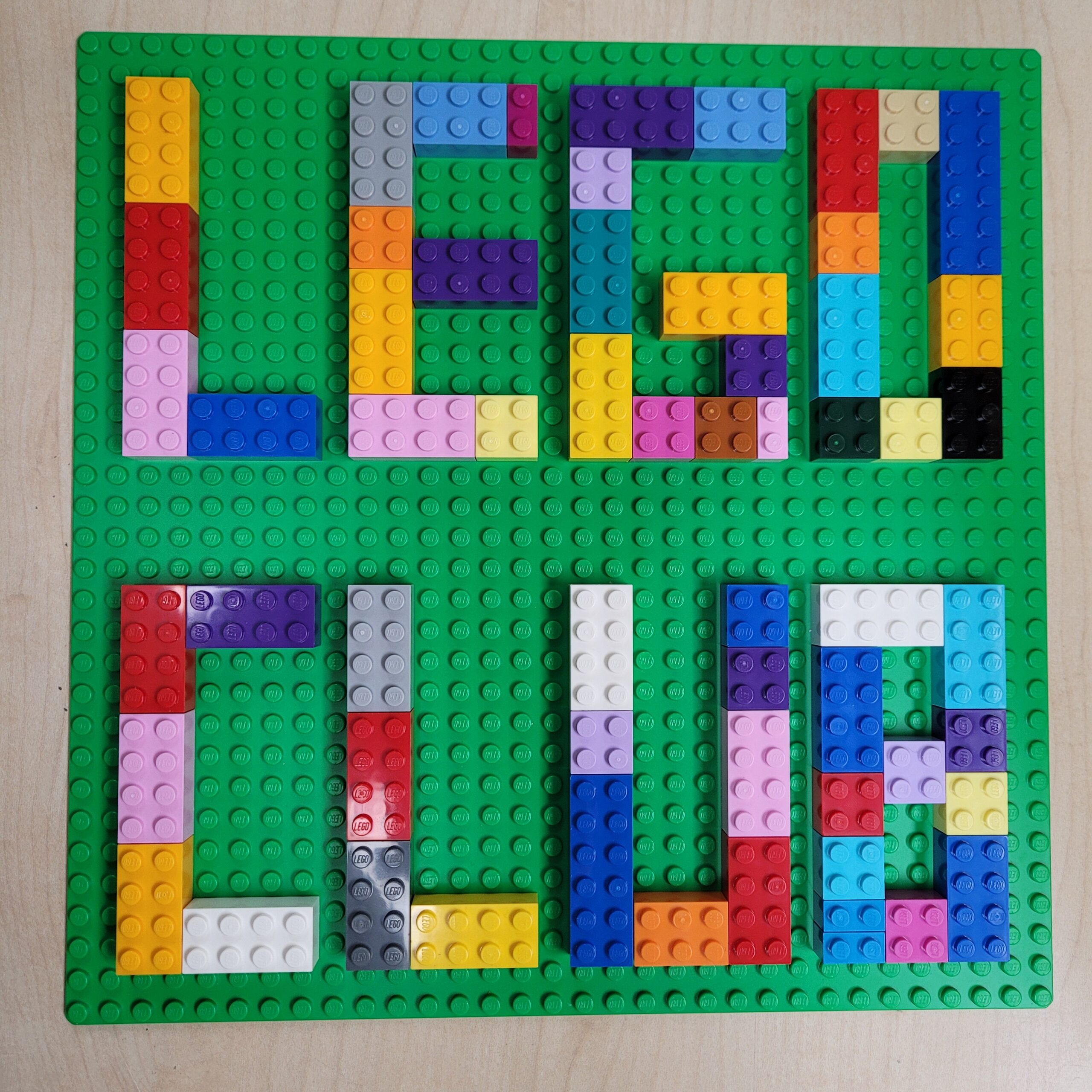 Zelienople Library The word lego club is spelled out in lego bricks.