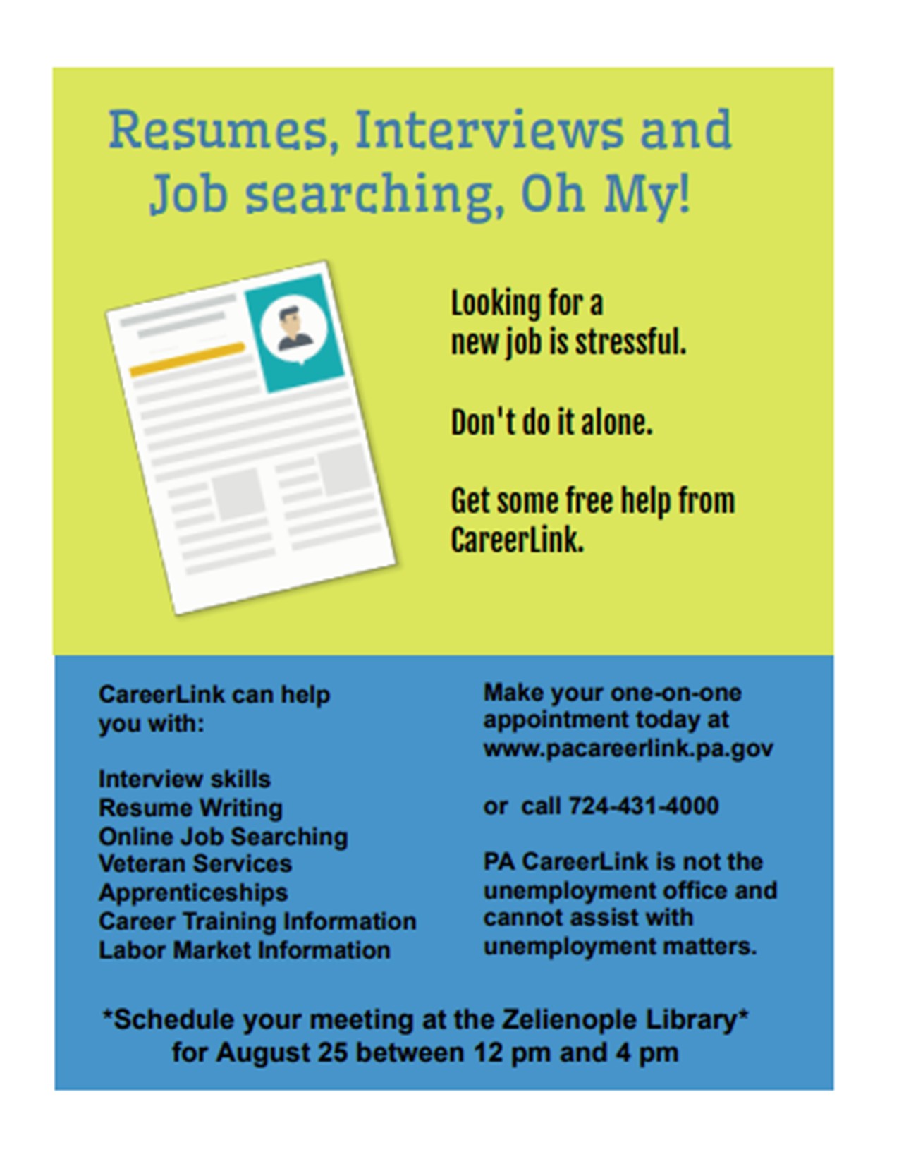 CareerLink sessions today