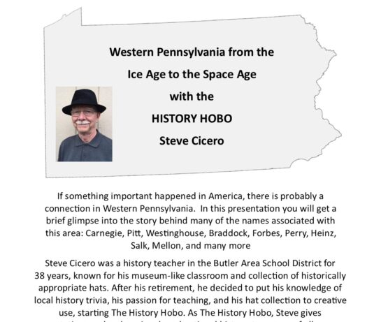 Zelienople Library Flyer for a history presentation titled 