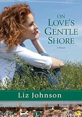Zelienople Library A woman with red hair sits thoughtfully in grass above a row of colorful houses by the water. The book title is 